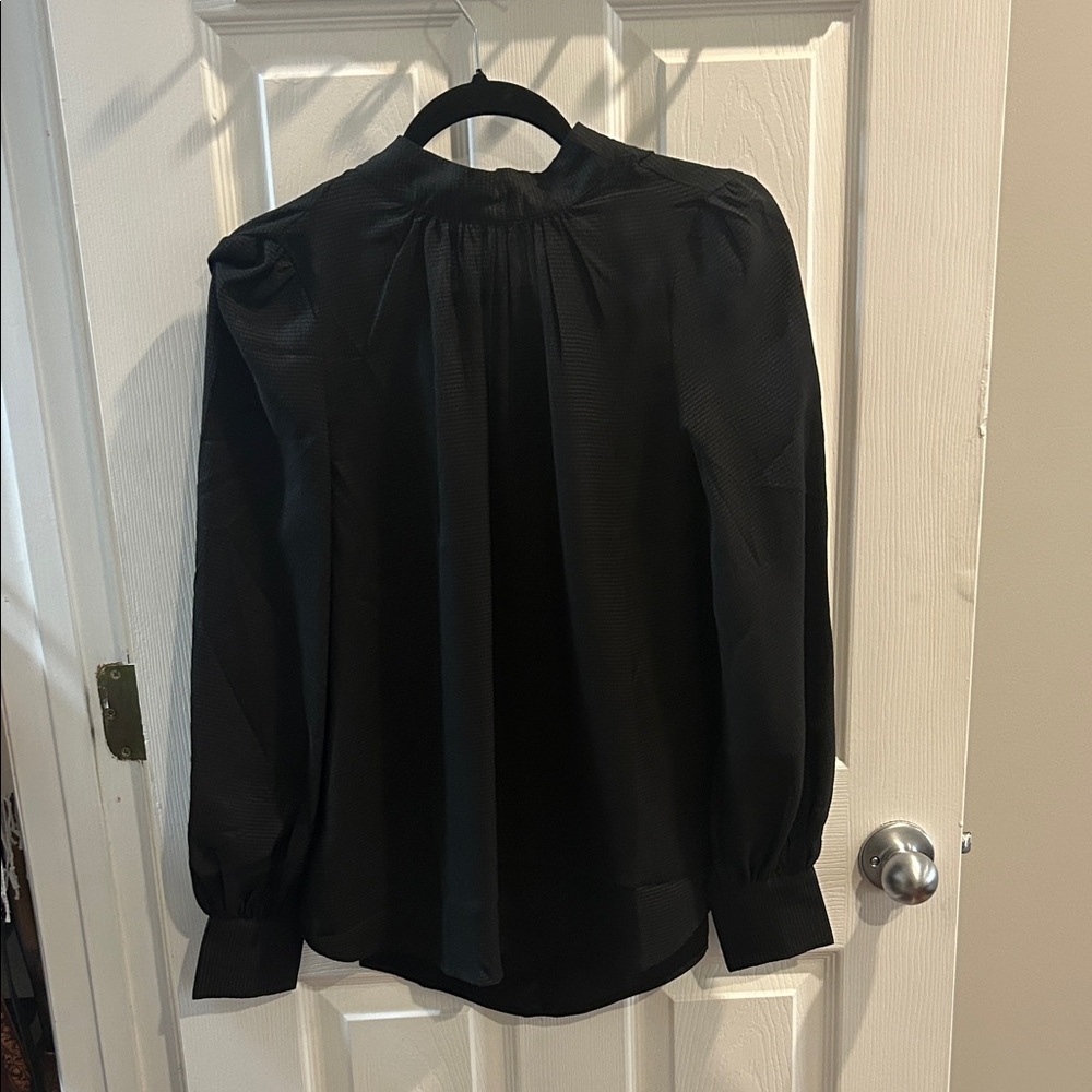 Women's Black Long-Sleeve High-Neck Blouse